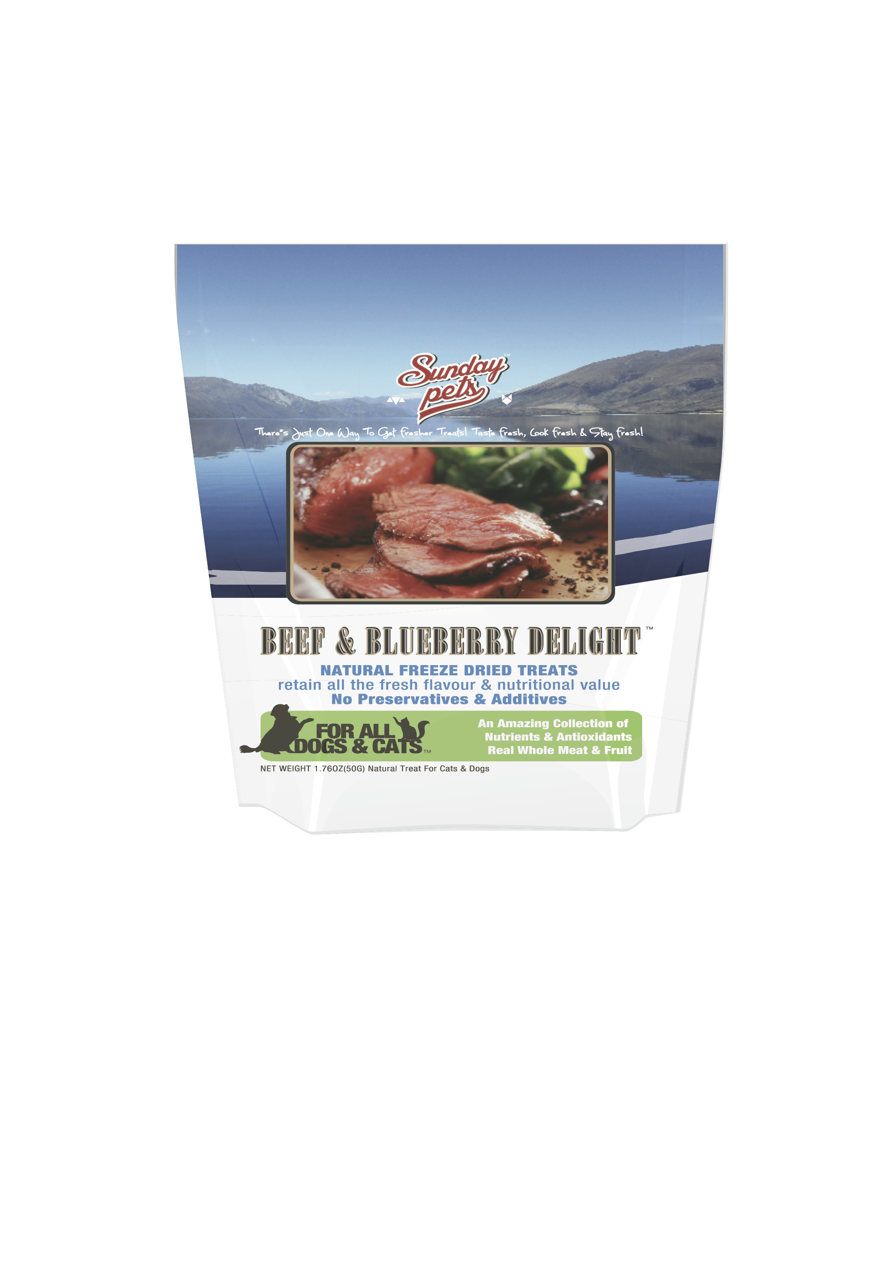 Sunday Pets Freeze Dried Beef and Blueberry